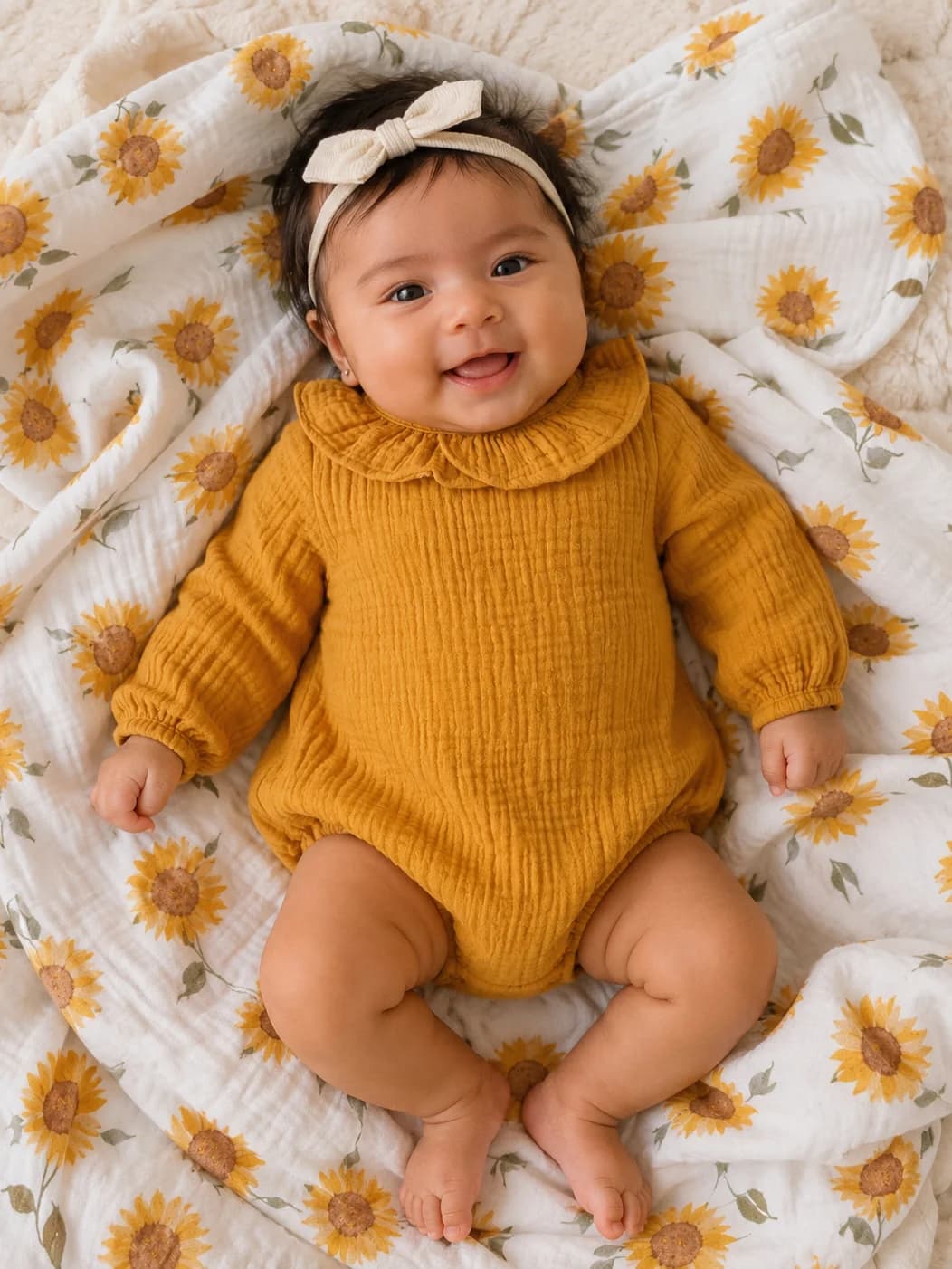 Ruffle Collar Bubble, Solid Sunflower