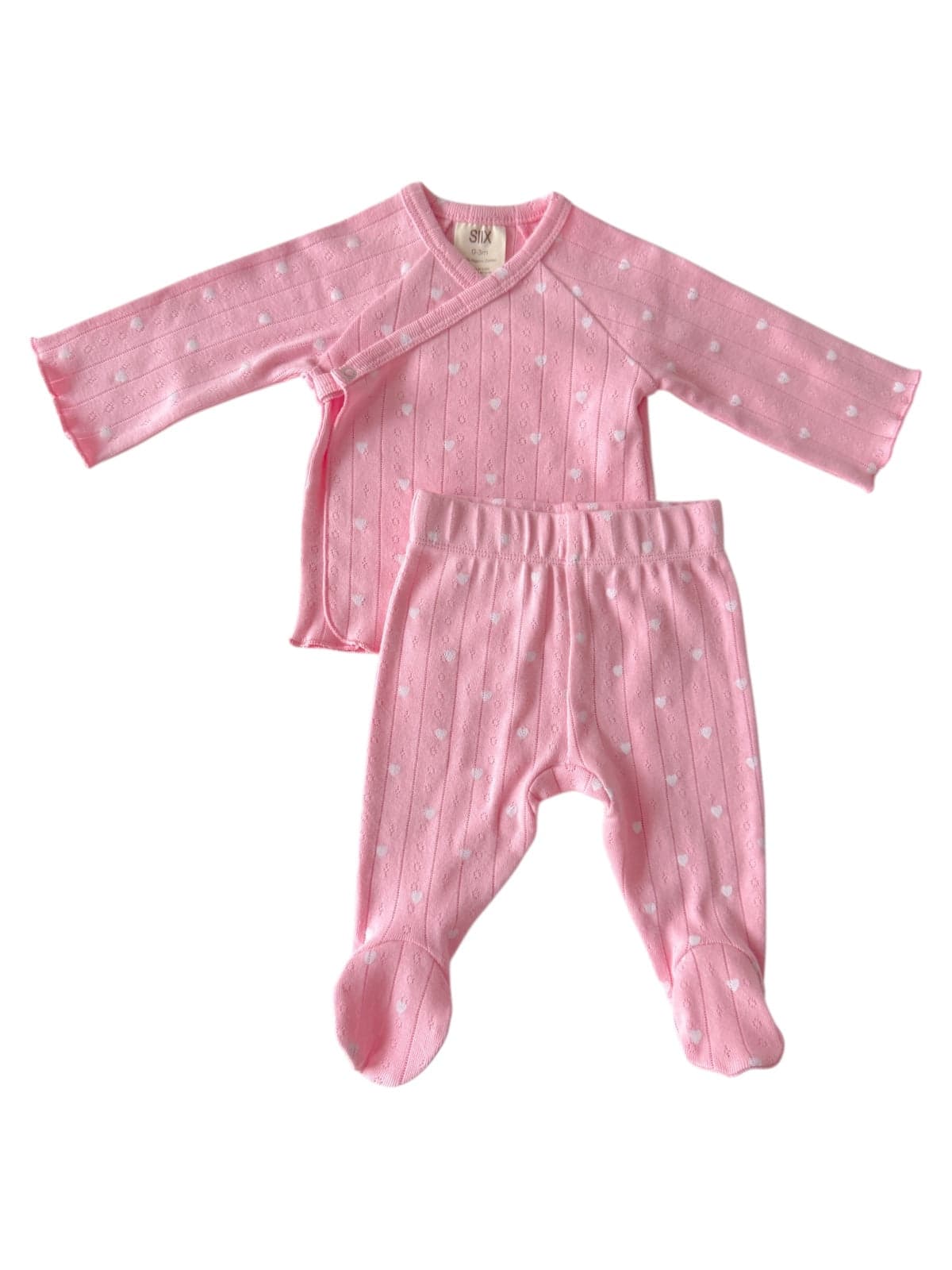 Pink with White Heart / Organic Pointelle Newborn Set — photo 1