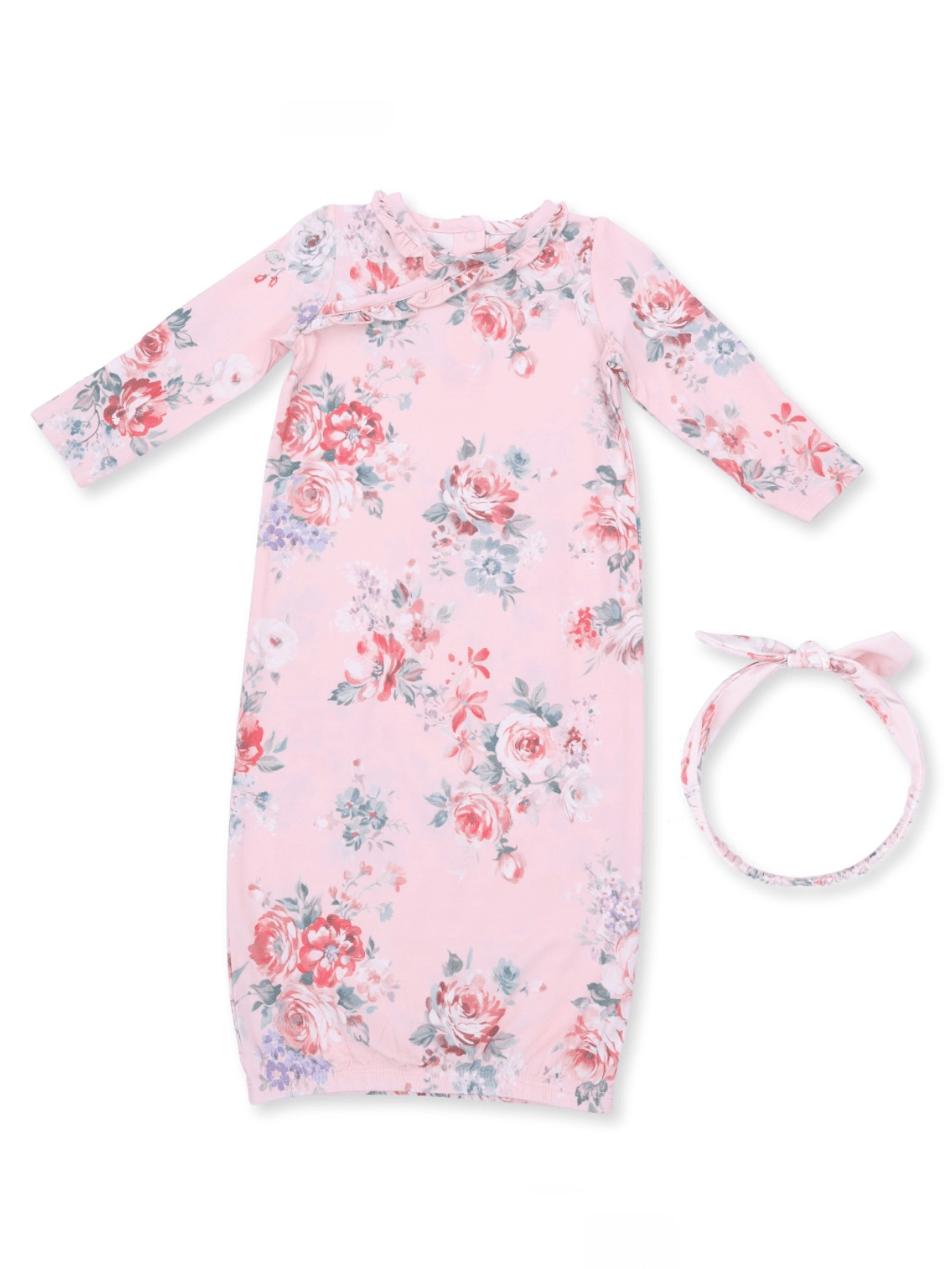 Kimono Gown & Headband Set, Painterly Rose Bouquets — photo 1