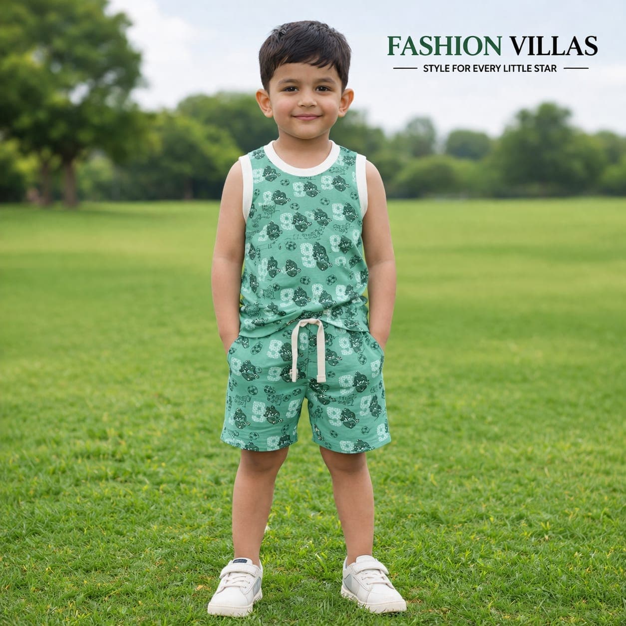 Single Baby Sleeveless T-Shirt & Shorts Set